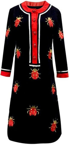 Ladybug Embroidered Mini Dress