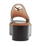 Logo Leather Wedge Sandals - Black or White