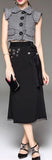 Plaid Faux-Button Crop Top & Black Embellished Skirt - DESIGNER INSPIRED FASHIONS