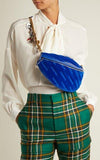 Small Velvet Jacquard Logo Belt Bag - Blue or Black