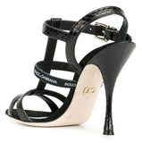 Keira T-bar Heeled Sandals, Black