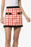 Houndstooth Print Mini Skirt, Red