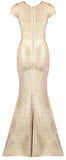 Tulle Applique Metallic Gown - Purple, Black, Beige/Gold