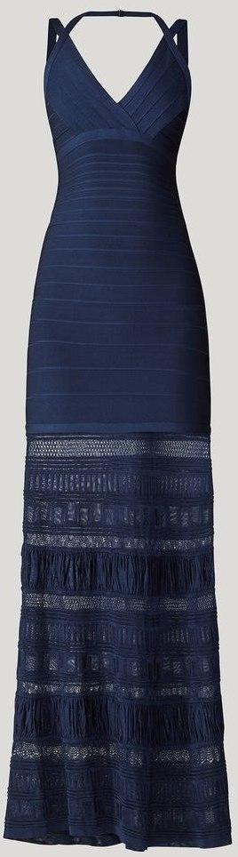 Multimedia Pointelle Halter Gown