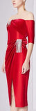 Crystal-Embellished Off-the-Shoulder Evening Dress