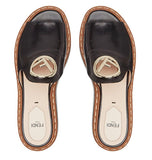 Logo Leather Wedge Sandals - Black or White