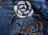 Rose Embellished Flared Jeans in Black or Blue - DESIGNER INSPIRED FASHIONS
