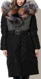 Full Fox-Fur-Collar Quilted Coat