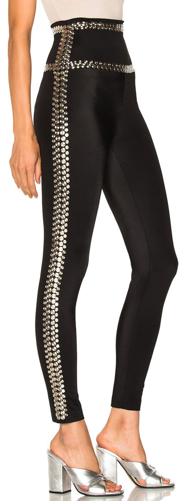 Black Side-Seam Studded Leggings