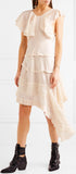Asymmetric Lace-Trimmed Silk Midi Dress
