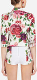 Peony-Print Brocade Jacket