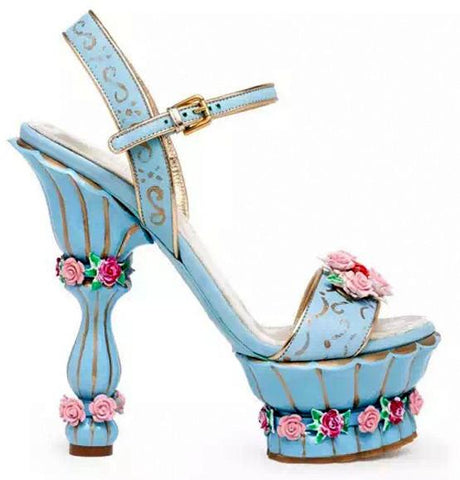 Floral Cake Sandals-Blue - DESIGNER INSPIRED FASHIONS