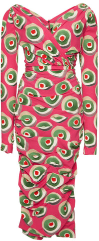 Ruched Printed Dress