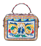 Printed Textured-Leather Shoulder Bag
