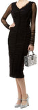 Black Ruched Tulle Fitted Midi Dress | DESIGNER INSPIRED FASHIONS