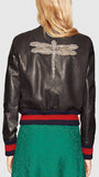 Dragonfly Embroidered Leather Jacket - DESIGNER INSPIRED FASHIONS