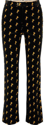 Embroidered Cotton-Blend Velvet Straight-Leg Pants