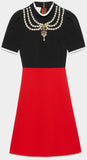 Embellished Color-Contrast Dress - DESIGNER INSPIRED FASHIONS
