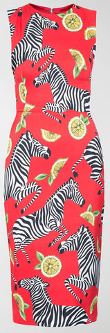 Zebra & Orange Print Pencil Dress