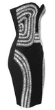 Black Strapless Bead-Embellished Bandage Dress