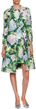Hydrangea Single-Breasted Brocade Coat, Green