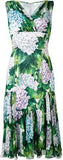 Hydrangea Print Pleated Dress