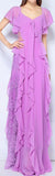 Ruffle Chiffon Dress with Lace Detail