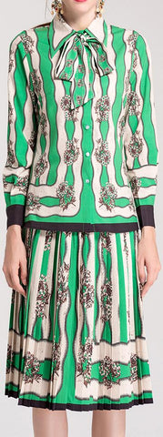 Printed Blouse & Skirt Set