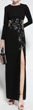 Embroidered Long Black Gown