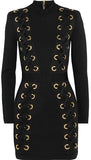 Black Lace-Up Stretch-Jersey Mini Dress