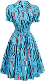 Smocked Printed Mini Dress