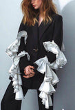 Ruffle-Sleeve Blazer Jacket