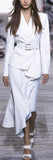 Belted Asymmetric Crepe Blazer and Skirt Set