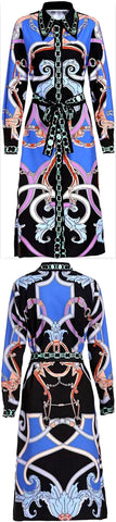 Multi Colored Shirt Dress with Embellished Collar