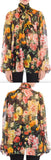 Floral Tie-Neck Chiffon Blouse