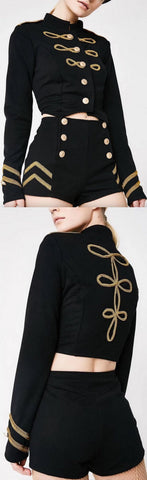 Embroidered Military Jacket ad Short Set