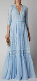 Lace-Trimmed Embroidered Chiffon Maxi Dress | DESIGNER INSPIRED FASHIONS