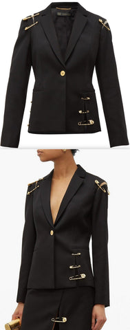 Safety-Pin Single-Breasted Wool Blazer | DESIGNER INSPIRED FASHIONS