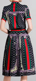 Webtrim Print Short-Sleeve Shirt and Skirt Set - White or Black