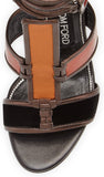 Patchwork Leather Cage Sandals-Multi - DESIGNER INSPIRED FASHIONS