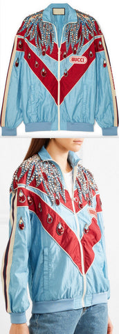 Paneled Embellished Shell Track Jacket