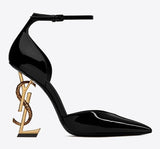 Opyum D'Orsay Pumps In Patent Leather with Bronza Snake Heel