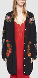 Black Oversized Embroidered Cardigan Sweater - DESIGNER INSPIRED FASHIONS