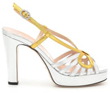 Metallic Leather Platform Sandals - Silver/Gold | DESIGNER INSPIRED FASHIONS