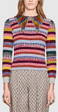 Striped Knitted Wool with Sequin Collar