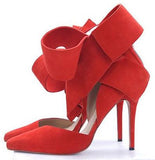 Suede Ribbon Bow Pumps - ( Variety of Colors to choose from ) - DESIGNER INSPIRED FASHIONS