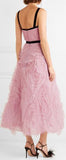 Velvet-Trimmed Tulle Gown