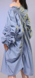 Ruched Asymmetrical Dress - Light Blue or Light Beige