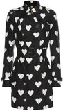 'Sandringham' Black & White Heart Printed Trench Coat - DESIGNER INSPIRED FASHIONS