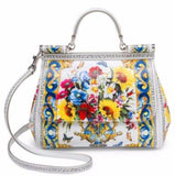 Sicily Printed Leather Top Handle Satchel